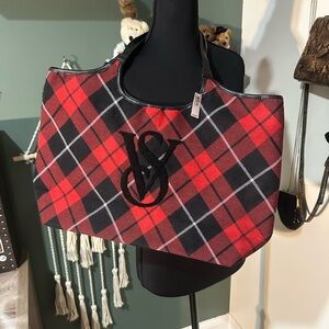 NWT Victoria's Secret Black and Red Checkered Tote